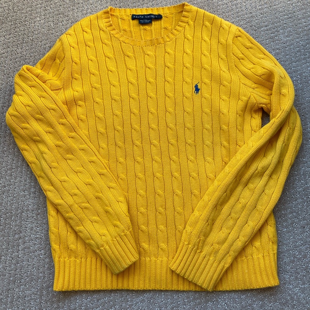Ralph Lauren cable knit cotton yellow sweater